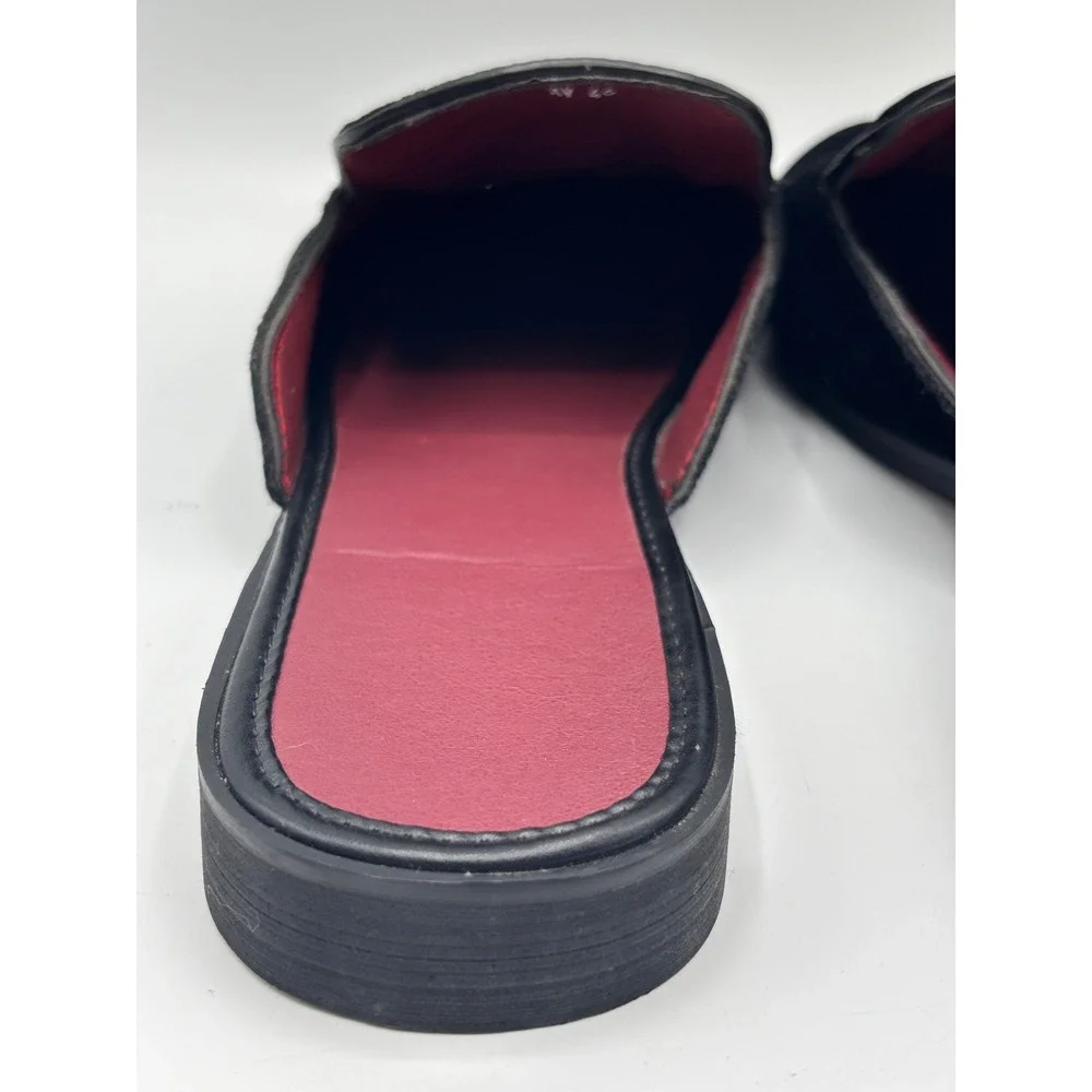 Black Velvet Bee Embroidered Slip-On Mule Loafers Slippers Men's Luxury Size 12